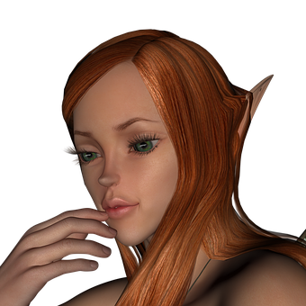 Thoughtful Elf Portrait PNG image