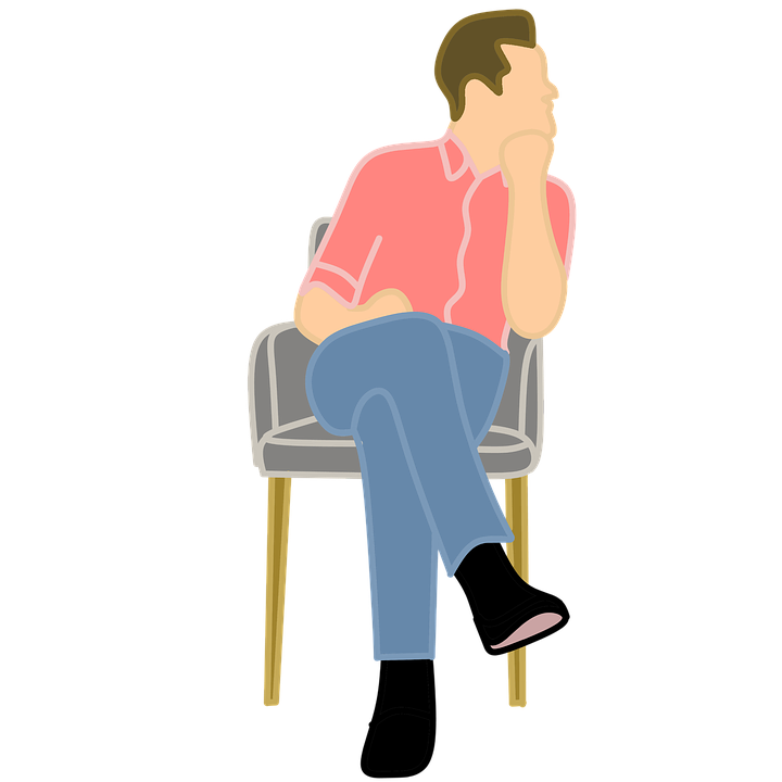 Thoughtful Man Sittingon Chair PNG image