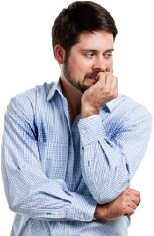 Thoughtful Manin Blue Shirt PNG image