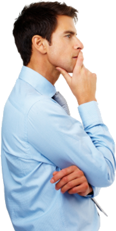 Thoughtful Manin Light Blue Shirt PNG image