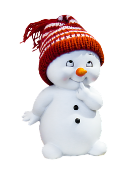 Thoughtful Snowmanwith Knitted Hat PNG image
