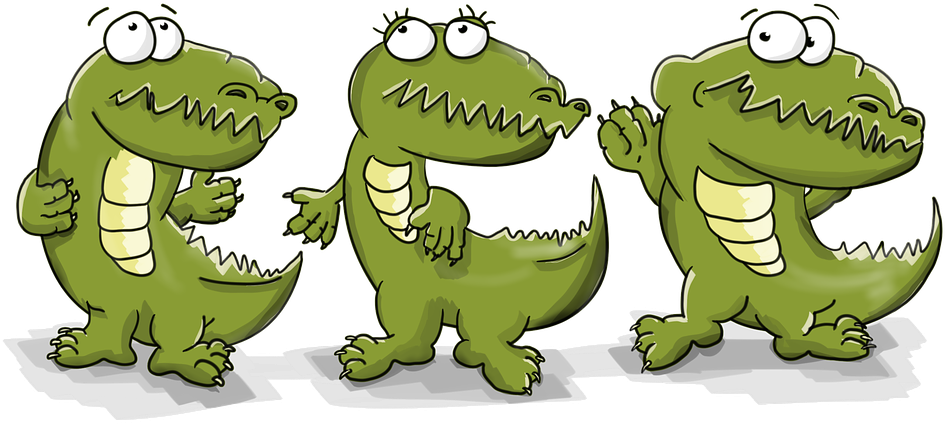 Three Cartoon Alligators PNG image