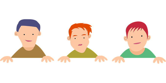 Three Cartoon Boys Peeking PNG image