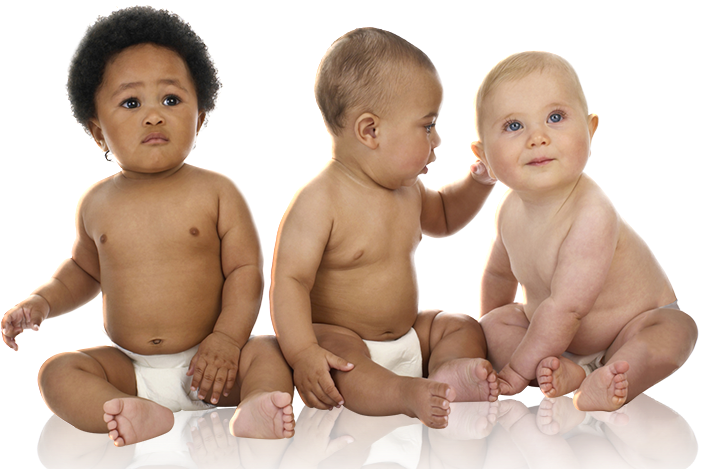 Three Diverse Babies Together PNG image