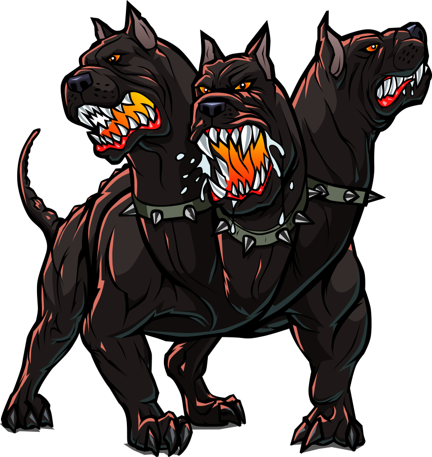Three Headed Dog Cerberus Artwork PNG image