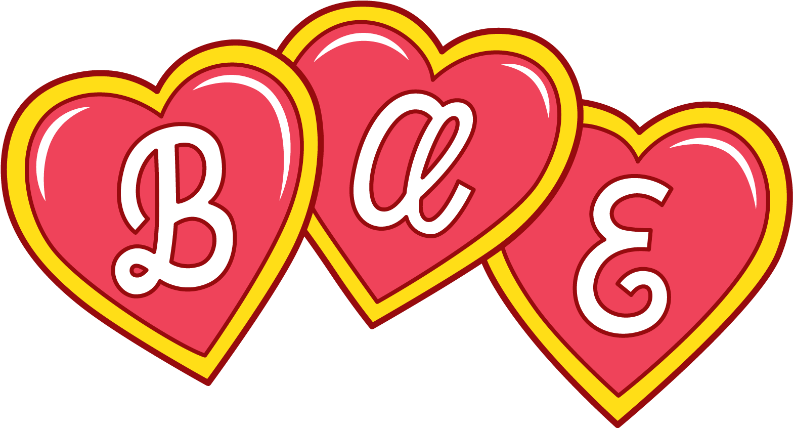 Three Hearts B A E Sticker PNG image