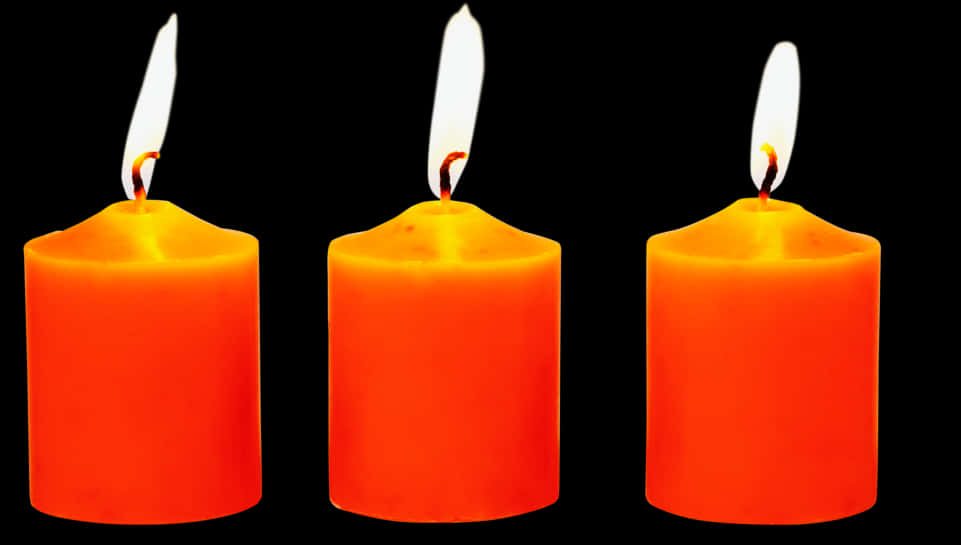 Three Lit Orange Candles PNG image