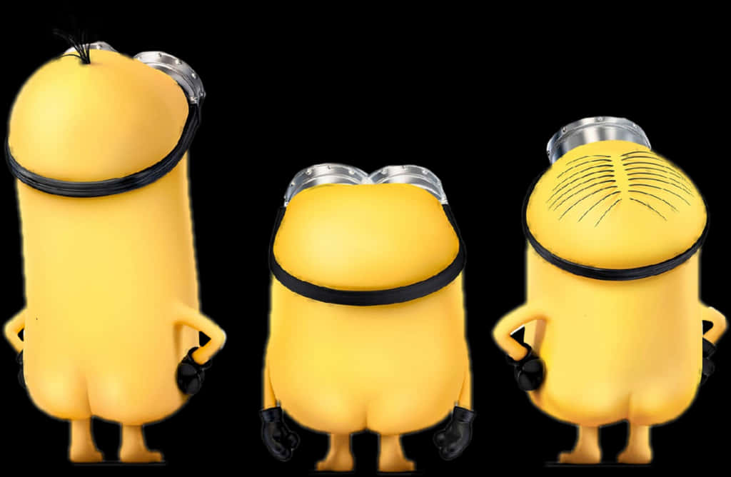 Three Minions Back View PNG image