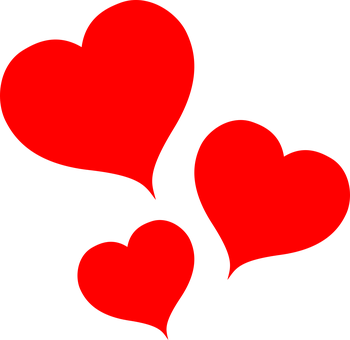 Three Red Hearts Black Background PNG image