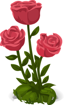 Three Red Roses Illustration PNG image