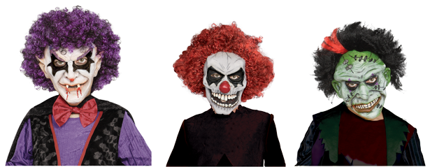 Three Scary Clowns Portraits PNG image