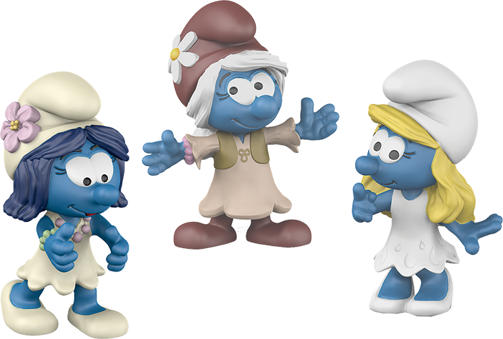 Three Smurfs Characters3 D Render PNG image