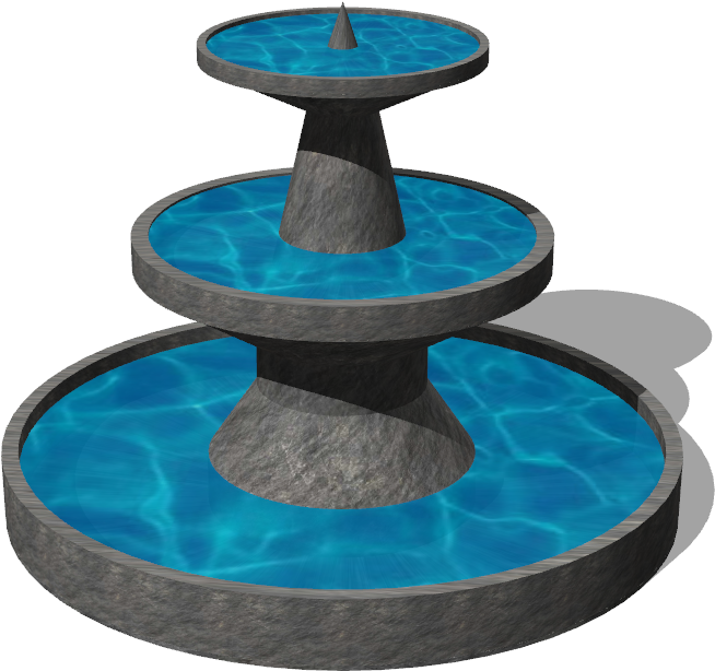 Three Tiered Stone Fountain Design PNG image