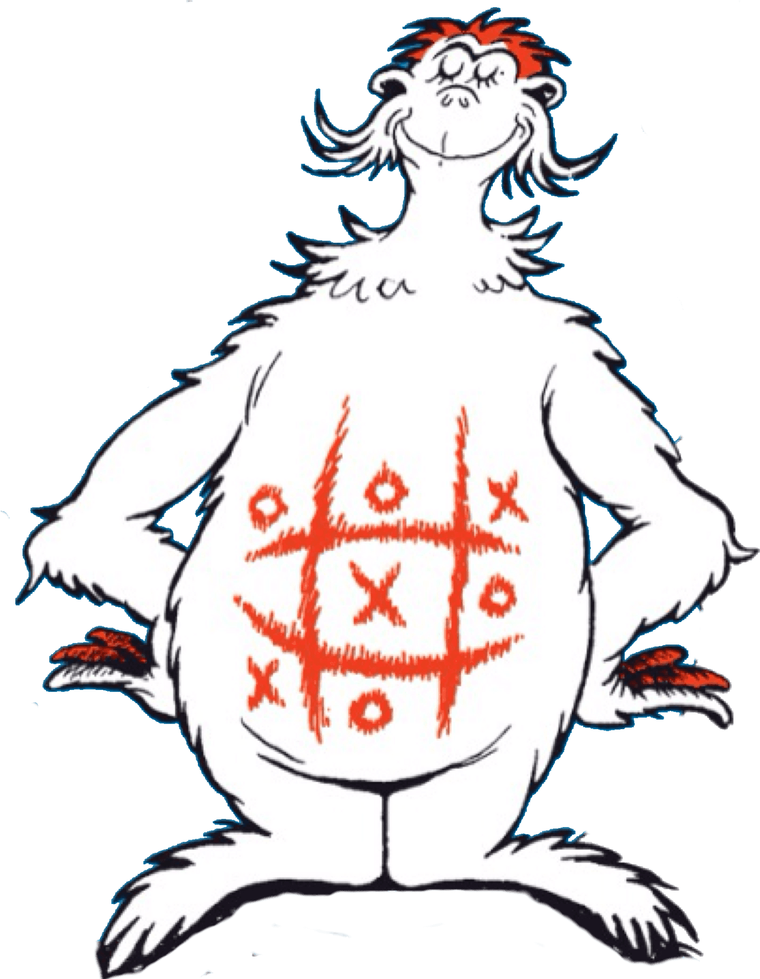 Tic Tac Toe Belly Creature Illustration PNG image