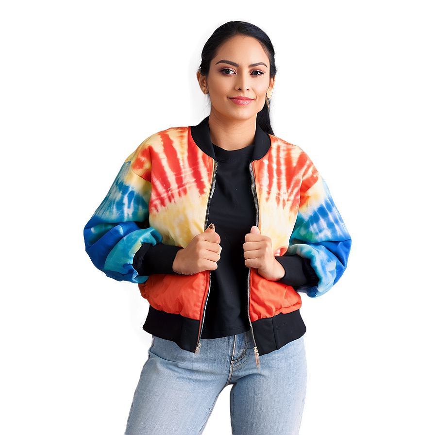 Tie-dye Bomber Jacket Colorful Png Nuc98 PNG image