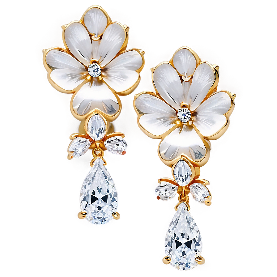 Tiffany Paper Flowers Diamond Drop Earrings Png Vdr65 PNG image