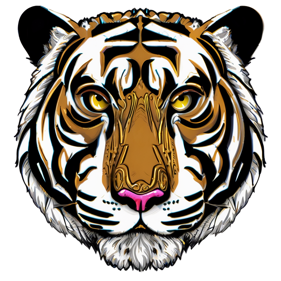 Tiger Face In Tribal Style Png Qbn67 PNG image