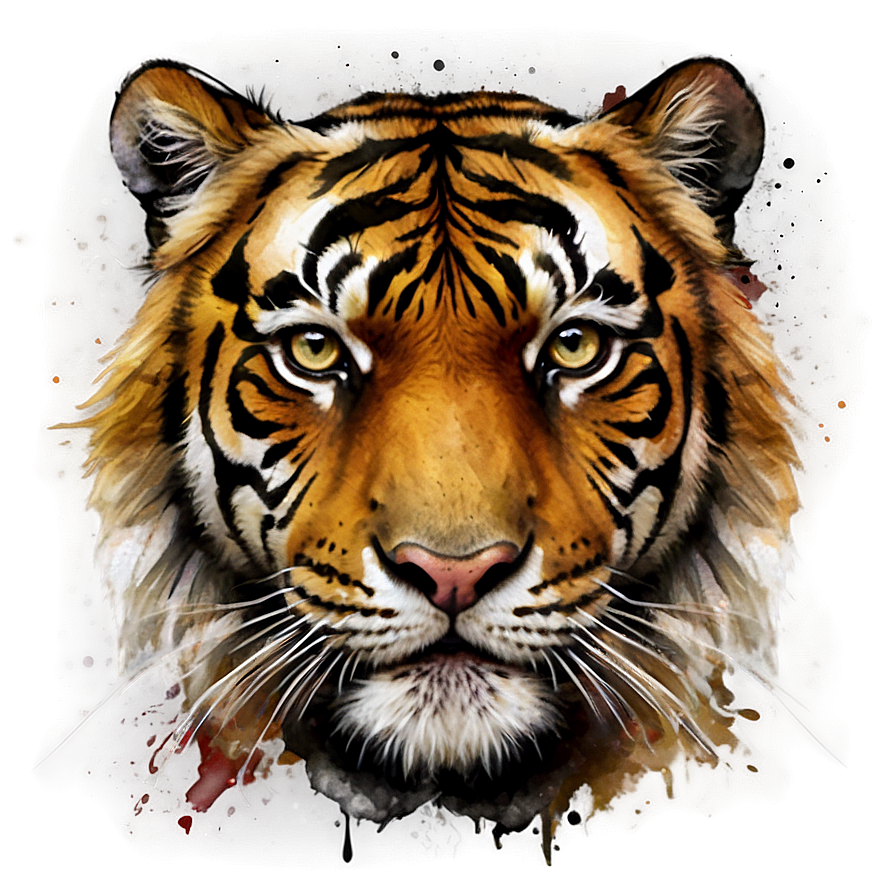 Tiger Face Watercolor Effect Png 78 PNG image