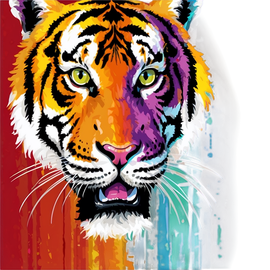 Tiger Face With Abstract Colors Png 06252024 PNG image