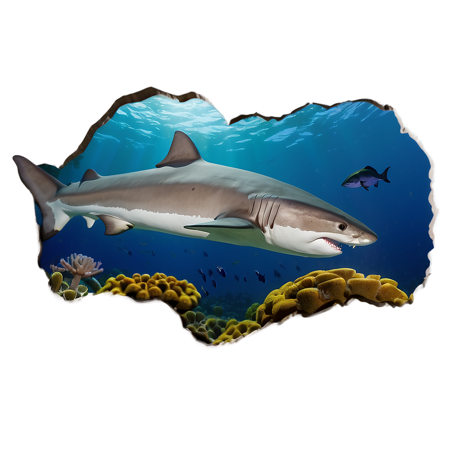 Tiger Shark With Shipwreck Png 06212024 PNG image