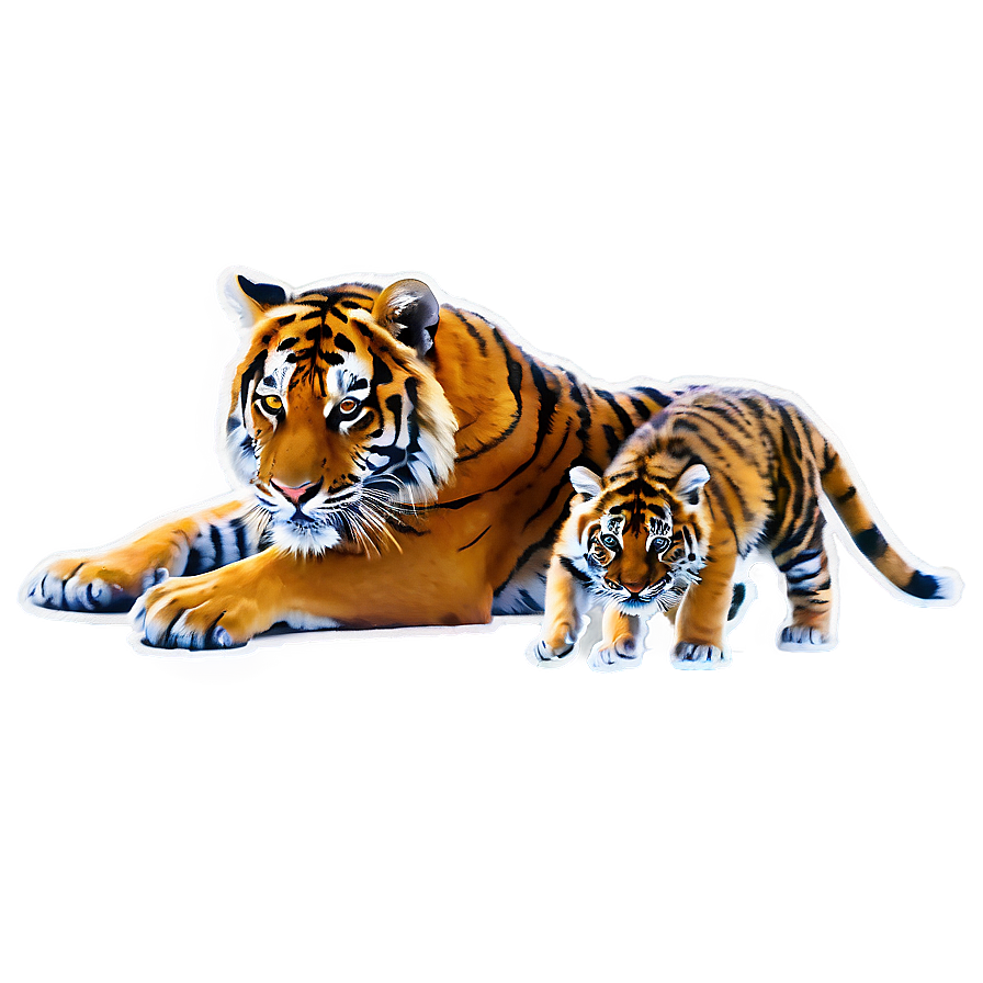 Tiger With Cubs Png Paa PNG image