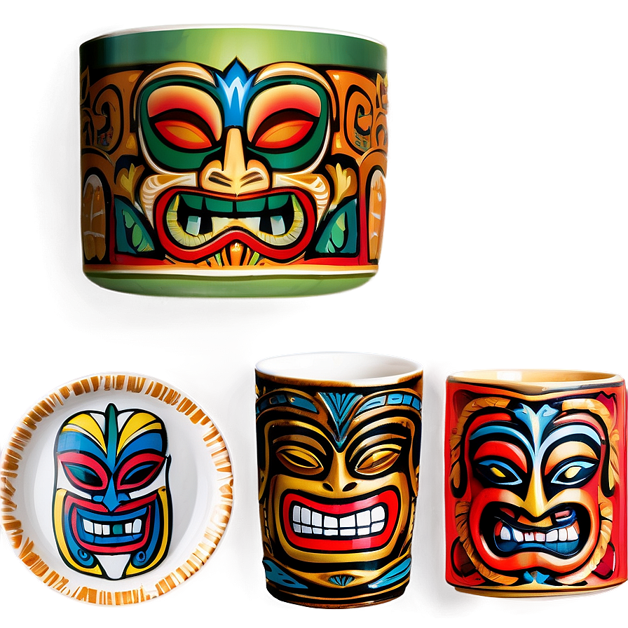 Tiki Themed Dinnerware Png 06132024 PNG image