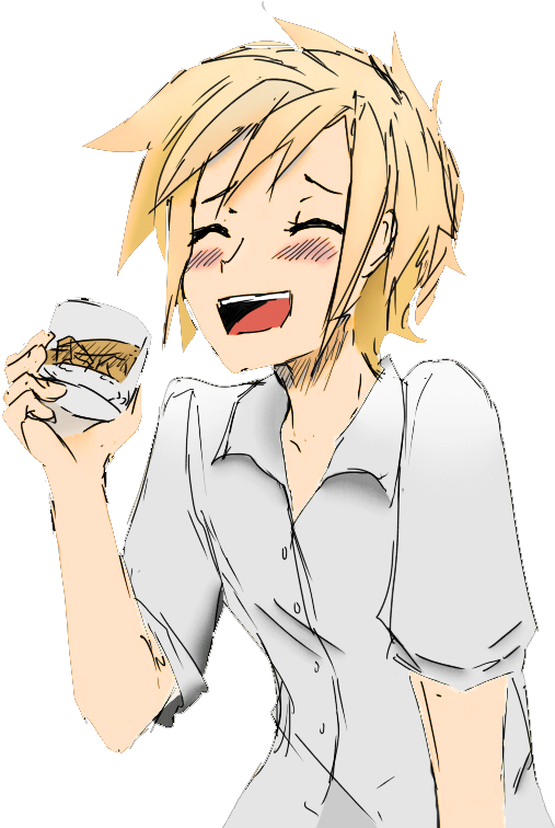 Tipsy Anime Character Holding Drink PNG image