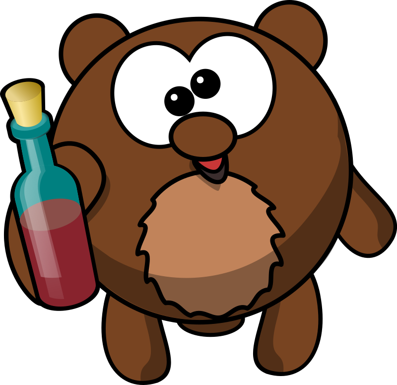 Tipsy Cartoon Bear With Bottle PNG image