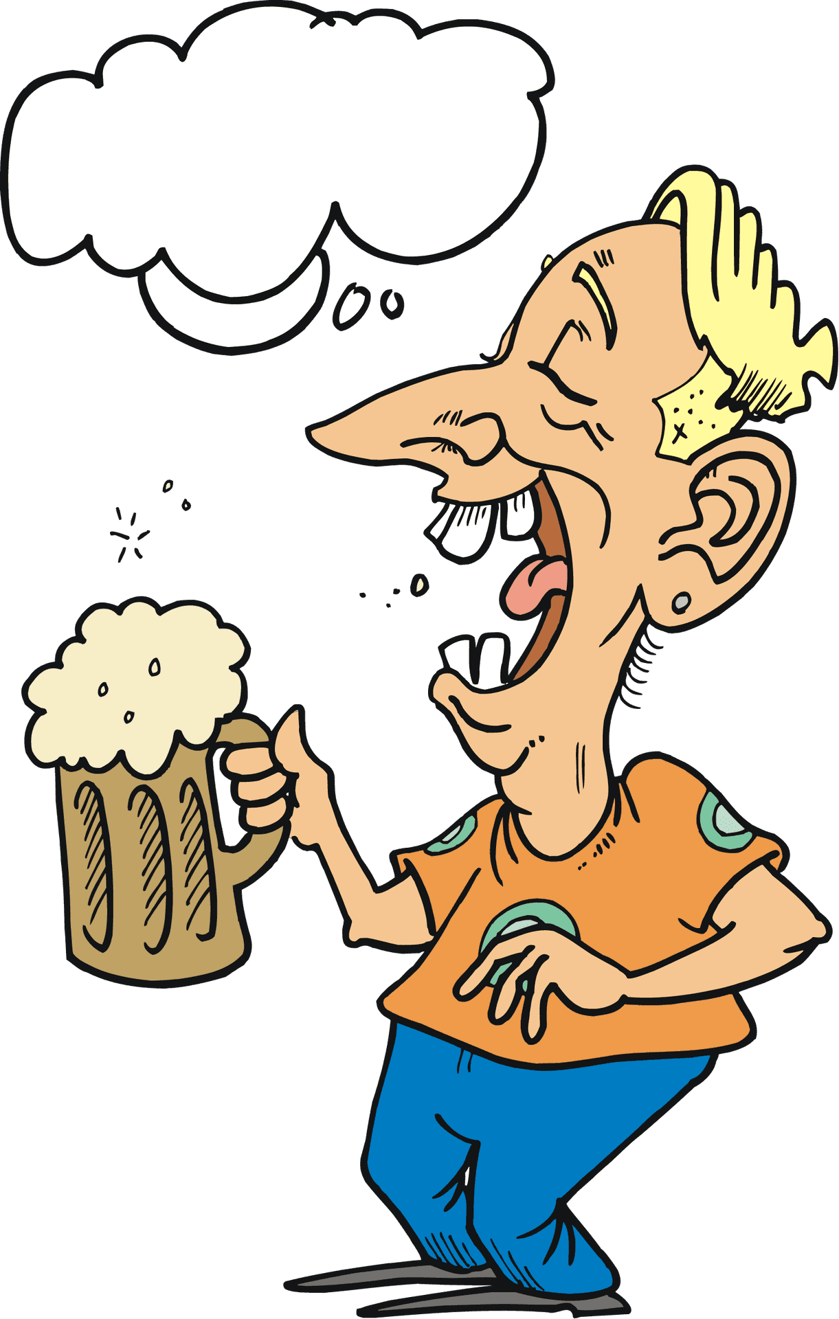 Tipsy Cartoon Man With Beer PNG image