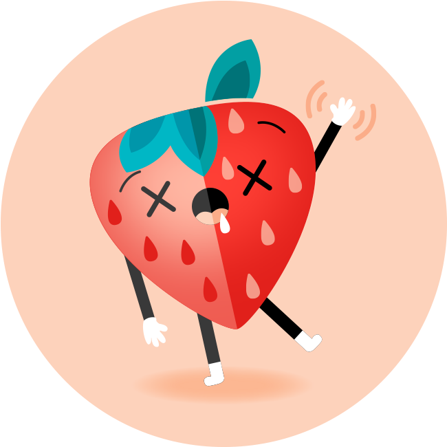 Tipsy Strawberry Character Illustration PNG image