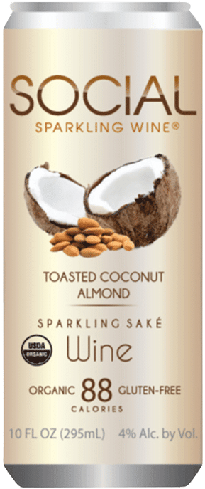 Toasted Coconut Almond Sparkling Sake Wine Can PNG image