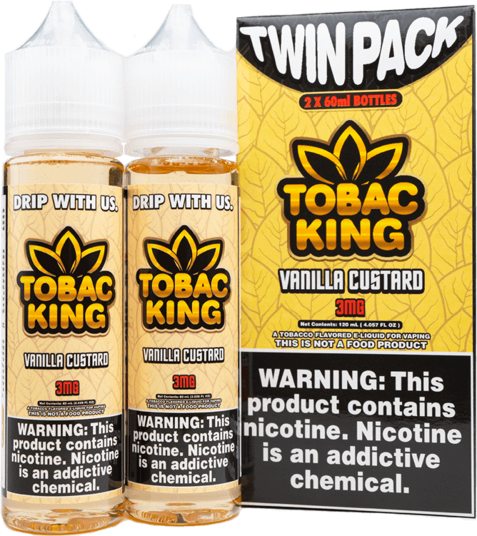 Tobac King Vanilla Custard Vape Juice Twin Pack PNG image