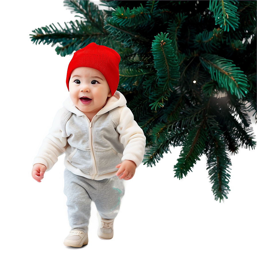 Toddler And Christmas Tree Png 06112024 PNG image