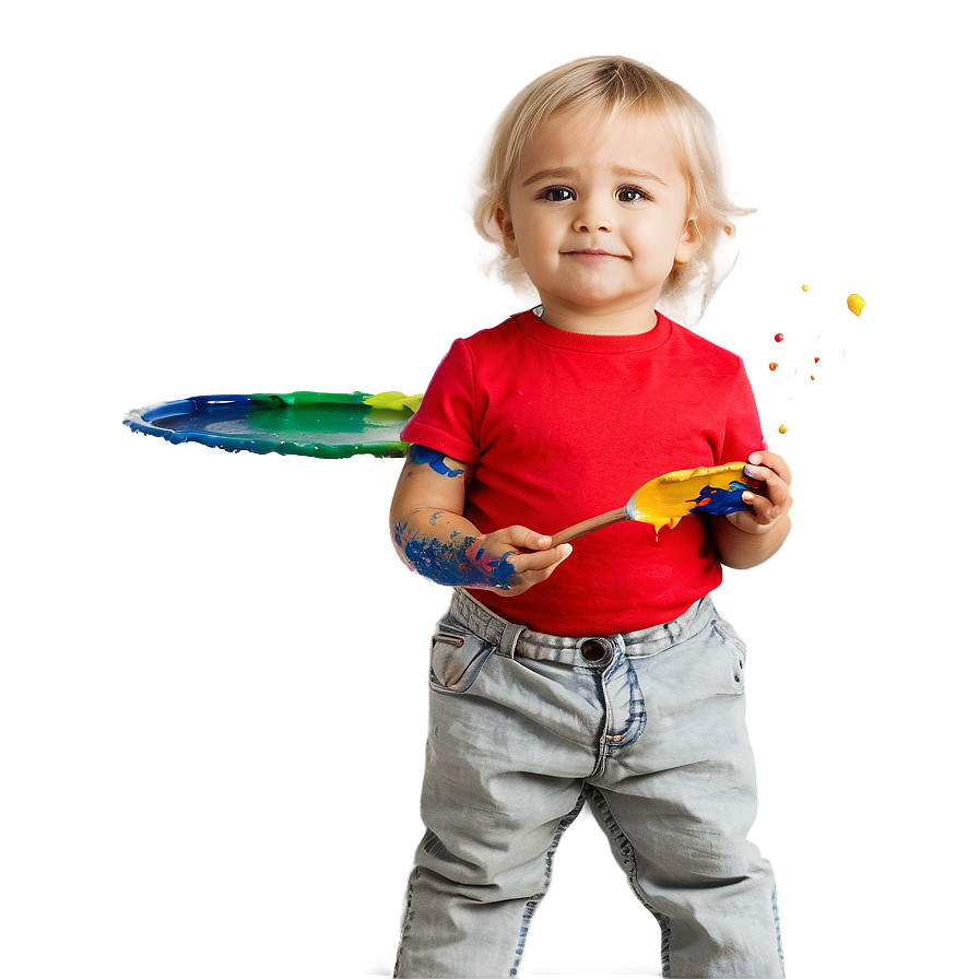 Toddler With Paints Png 06112024 PNG image