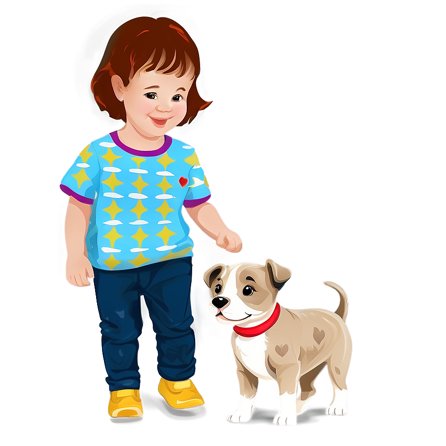 Toddler With Puppy Png 06112024 PNG image