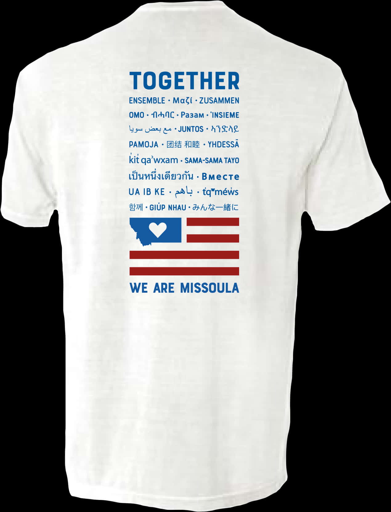 Together Multilingual White Shirt PNG image