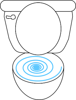 Toilet Bowl Outlinewith Blue Water Ripples PNG image