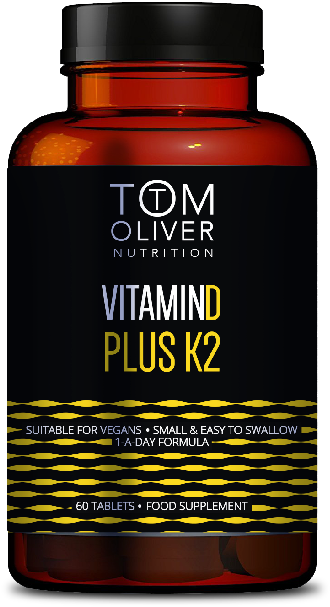 Tom Oliver Nutrition Vitamin D K2 Supplement Bottle PNG image