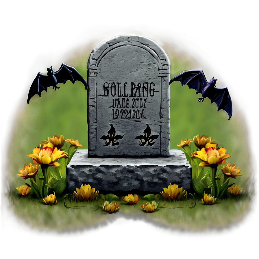 Tombstone With Bat Png 05252024 PNG image