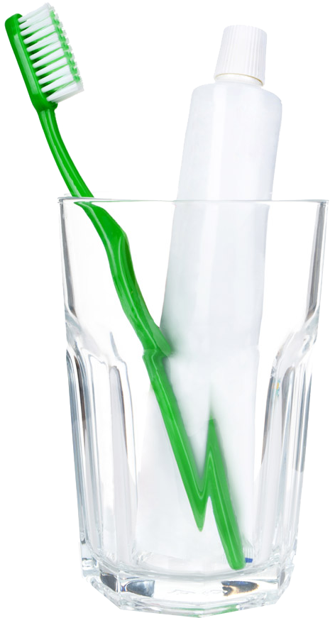 Toothbrushand Toothpastein Glass PNG image