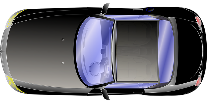 Top Down Viewof Blue Sedan Car PNG image