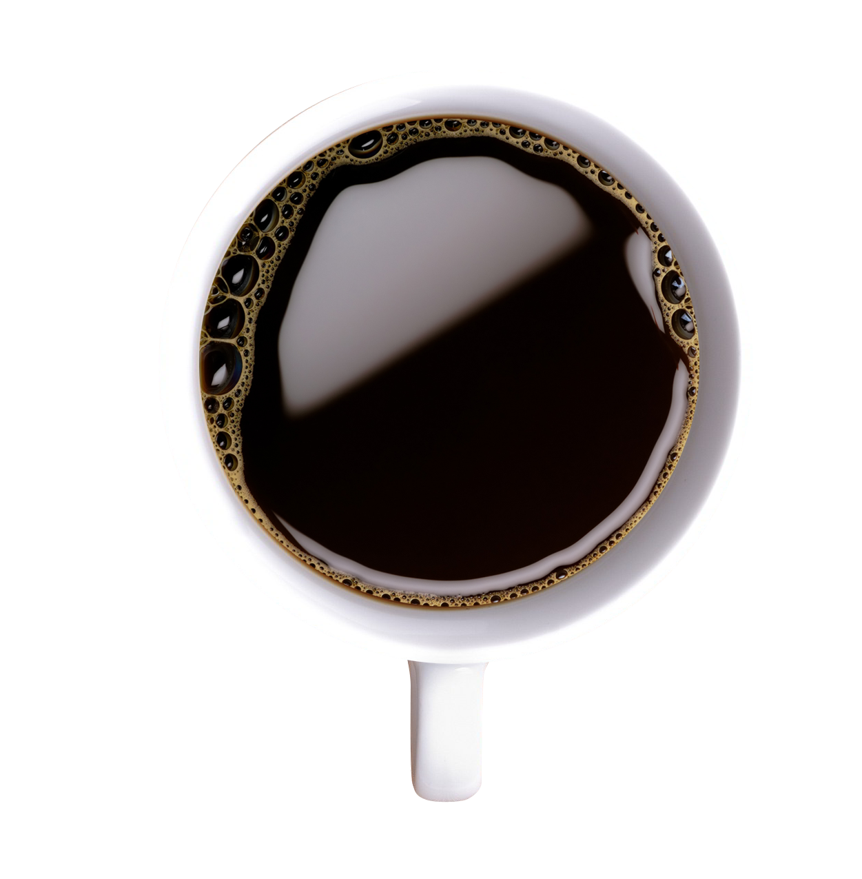 Top View Black Coffeein White Cup PNG image