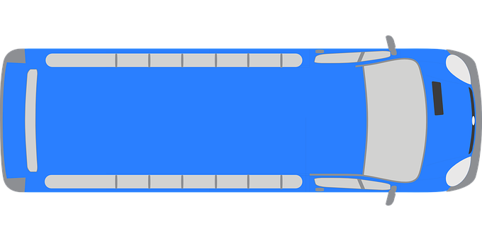 Top View Blue Bus Graphic PNG image