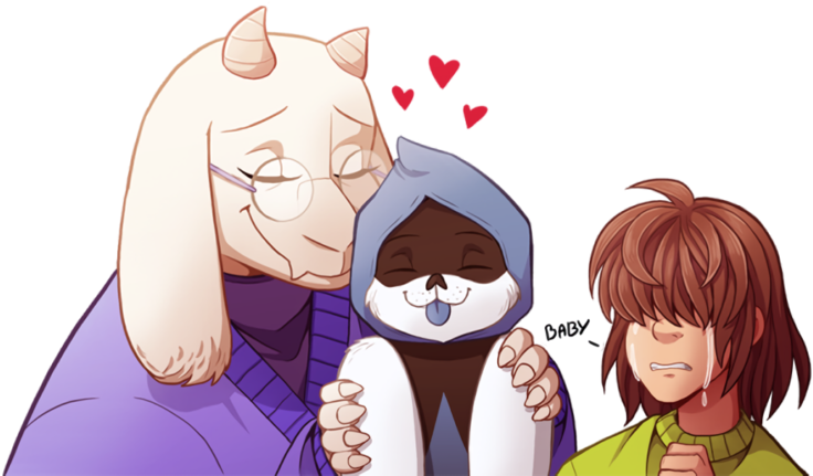 Toriel Hugging Monster Kid Fanart PNG image