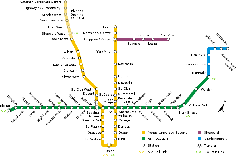 Toronto Subway Map PNG image