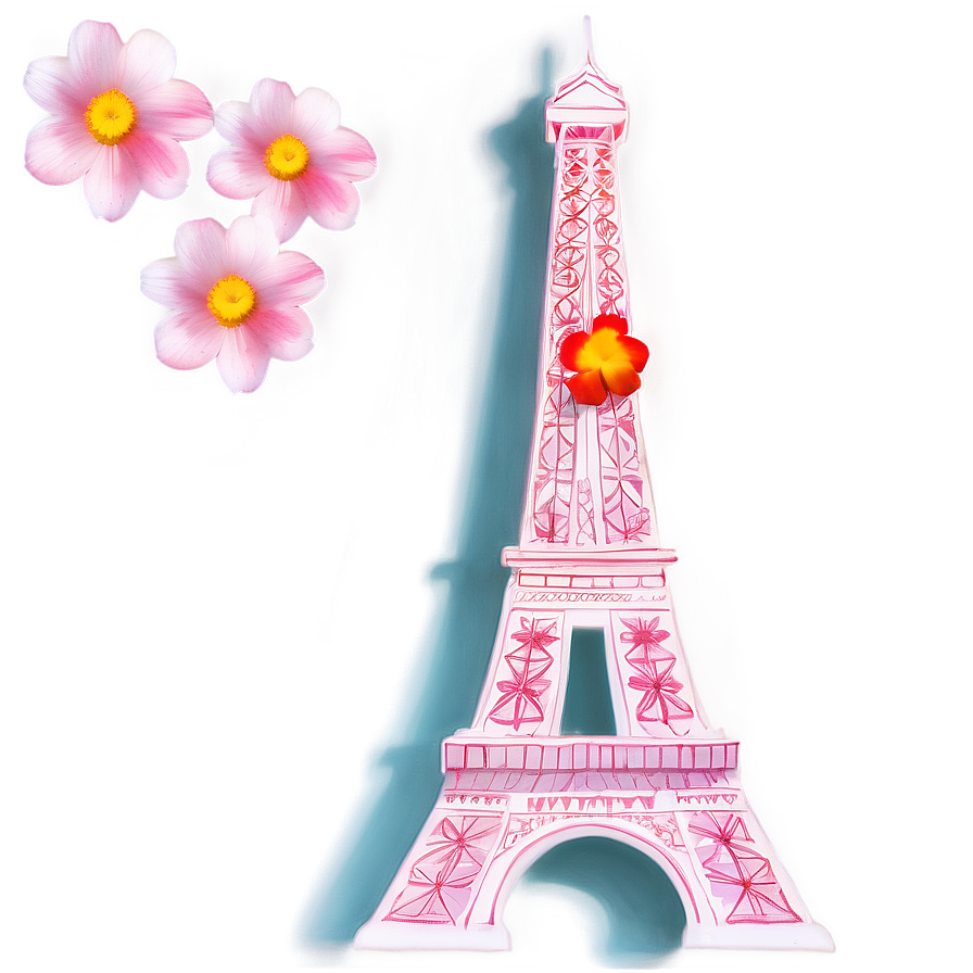 Torre Eiffel And Blooming Flowers Png Jvr29 PNG image