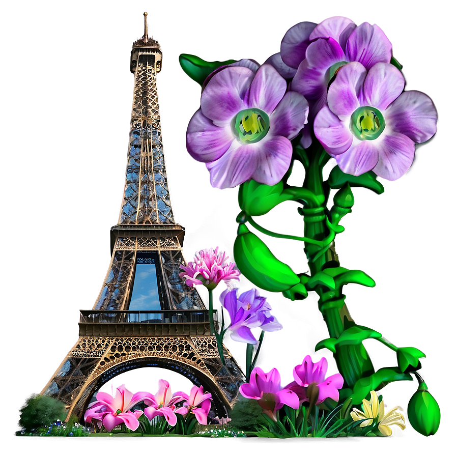 Torre Eiffel And Blooming Spring Png Amh39 PNG image