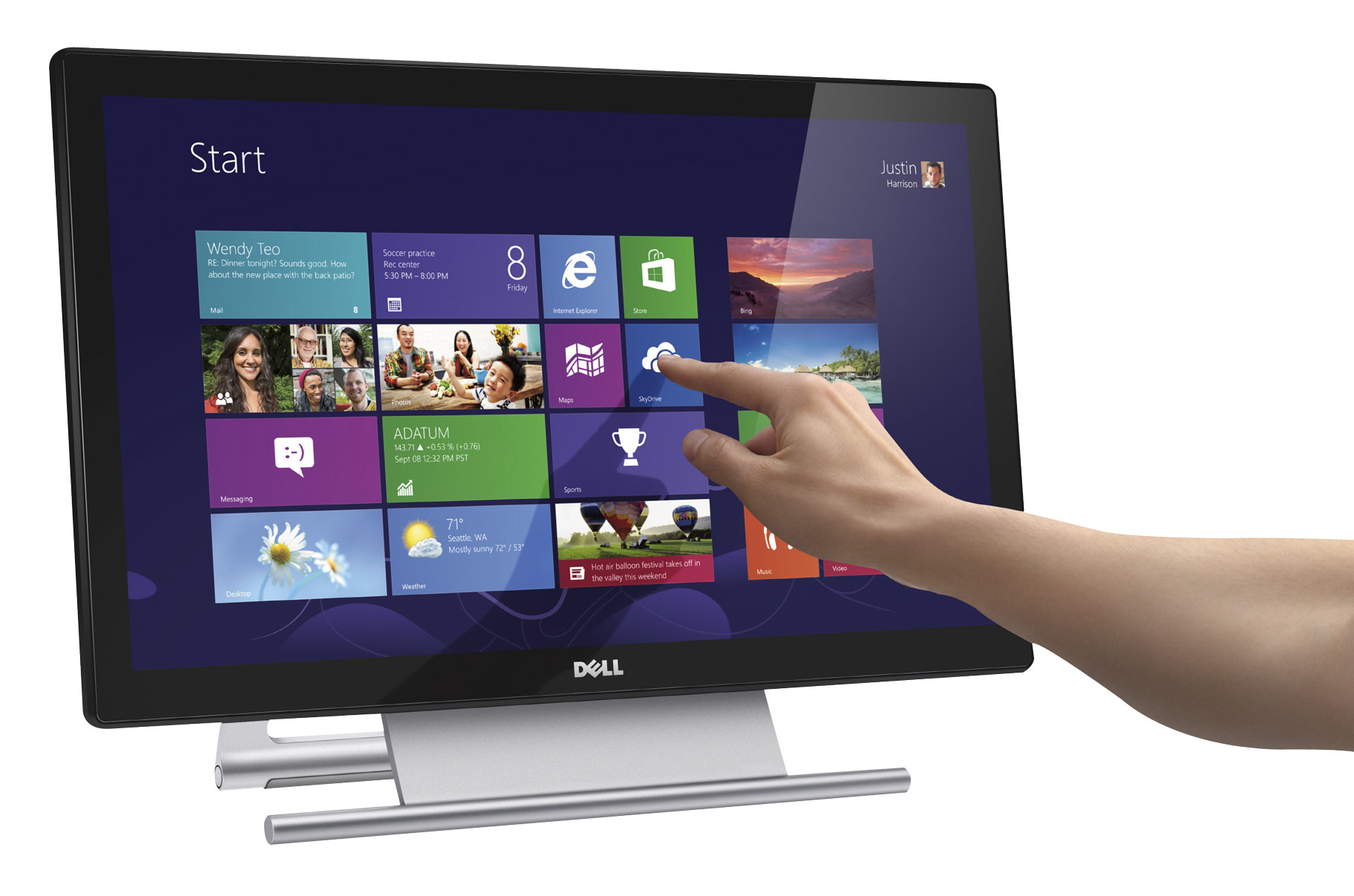 Touchscreen Interaction Dell Monitor PNG image
