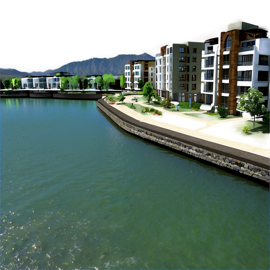 Town Riverfront View Png Vno57 PNG image