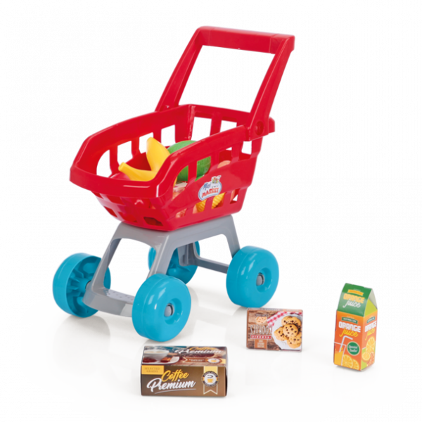 Toy Shopping Cartwith Groceries PNG image